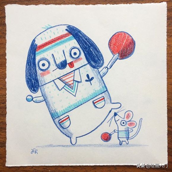 彩铅小动物插画简单,彩铅插画小动物手绘