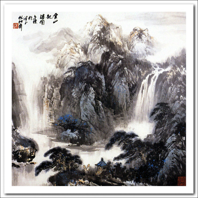 溪山山水画作品,郭金标高清山水画