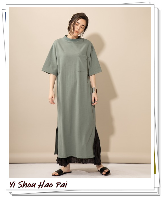 洋气纯棉T恤连衣裙,t恤全棉连衣裙夏季轻奢高级感