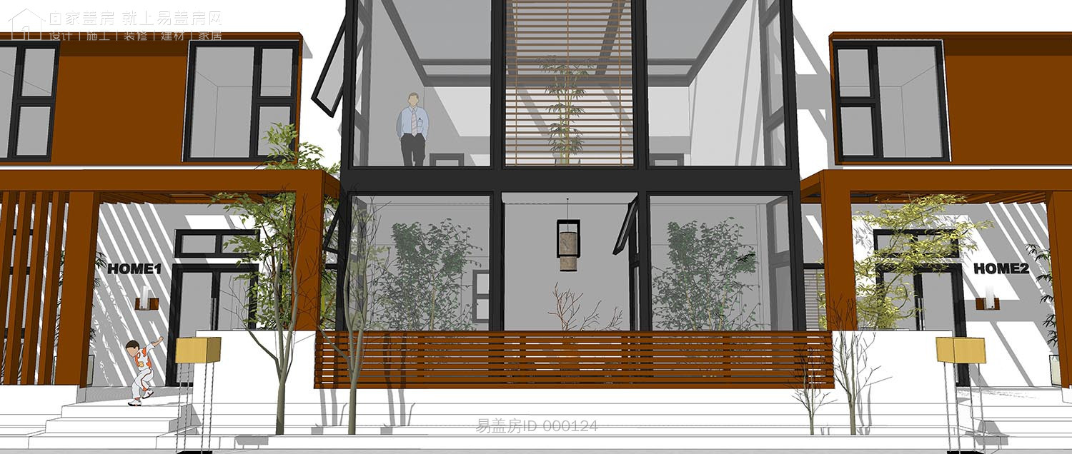 二层农村别墅带阳光房现代简约,农村二层带阳光房别墅效果图