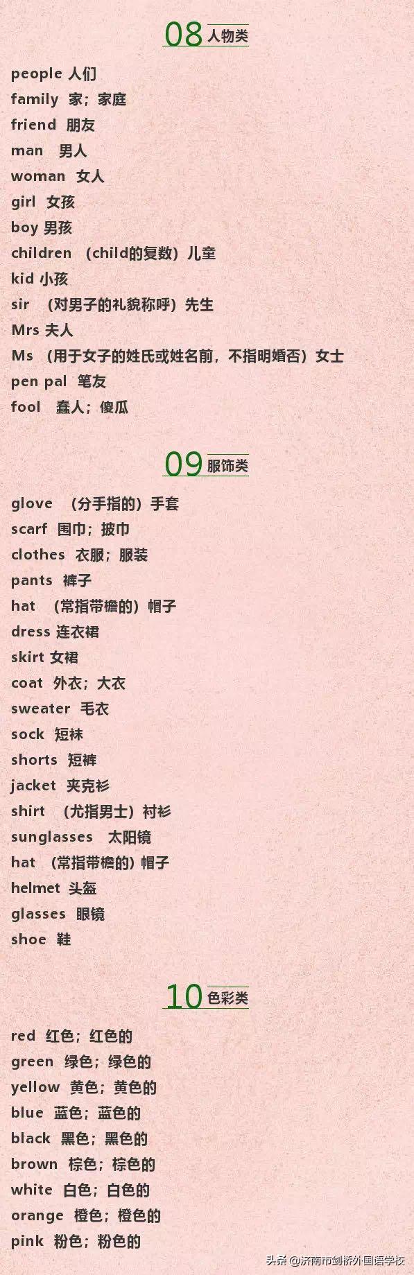 小学英语词汇分类记忆,小学英语最全词汇分类表