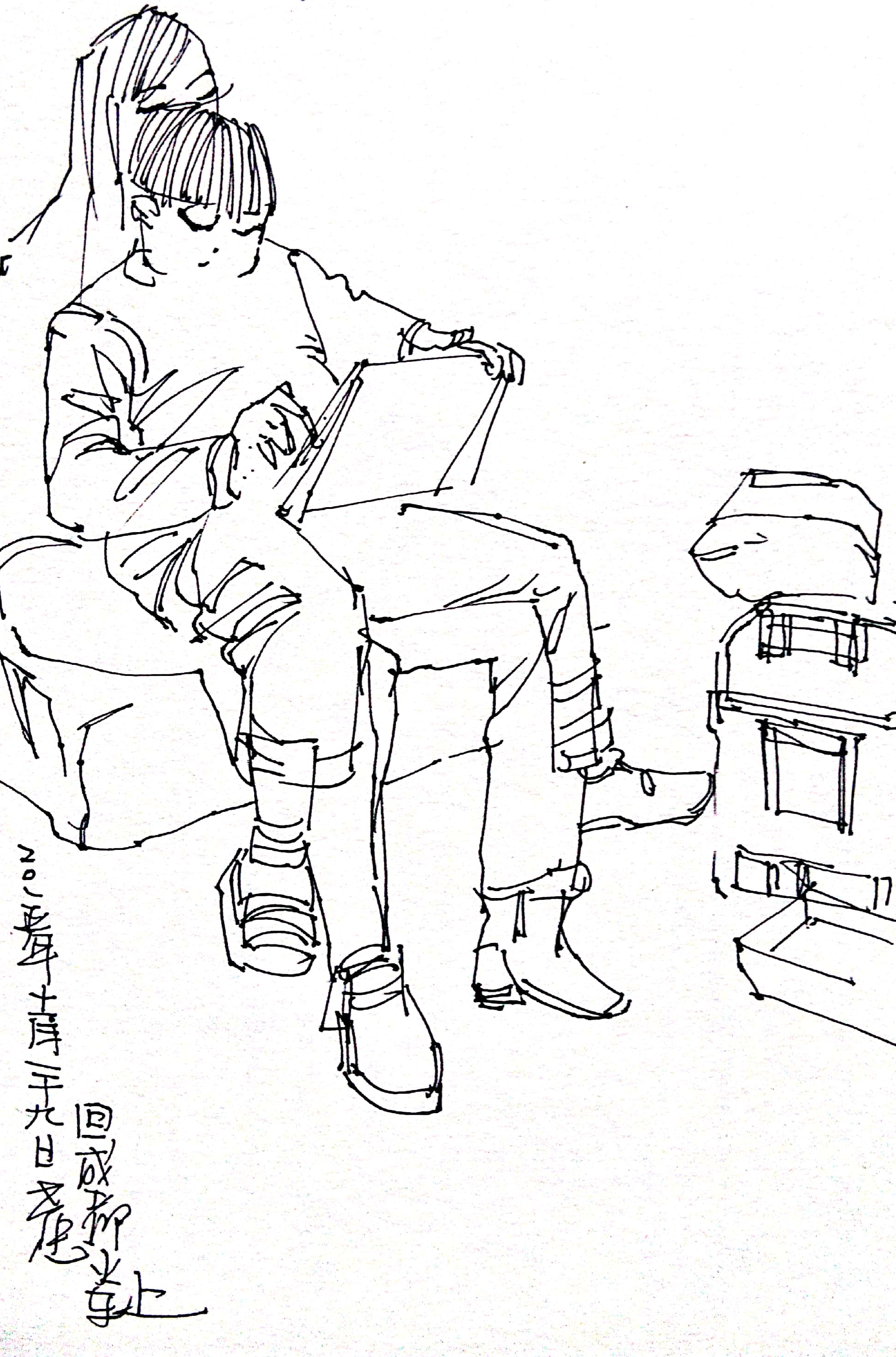 亲切友好的钢笔画速写