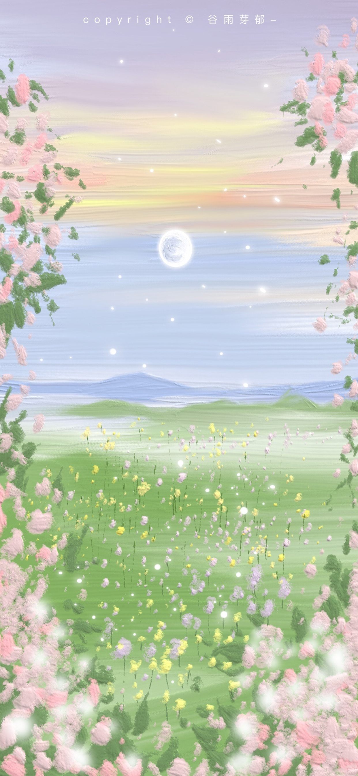 小清新油画壁纸插画,可爱又仙气的油画壁纸左下角取图