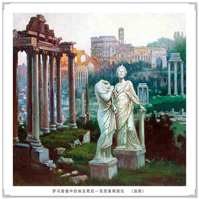 文化高级感十足的青绿山水画,古典山水写实油画作品