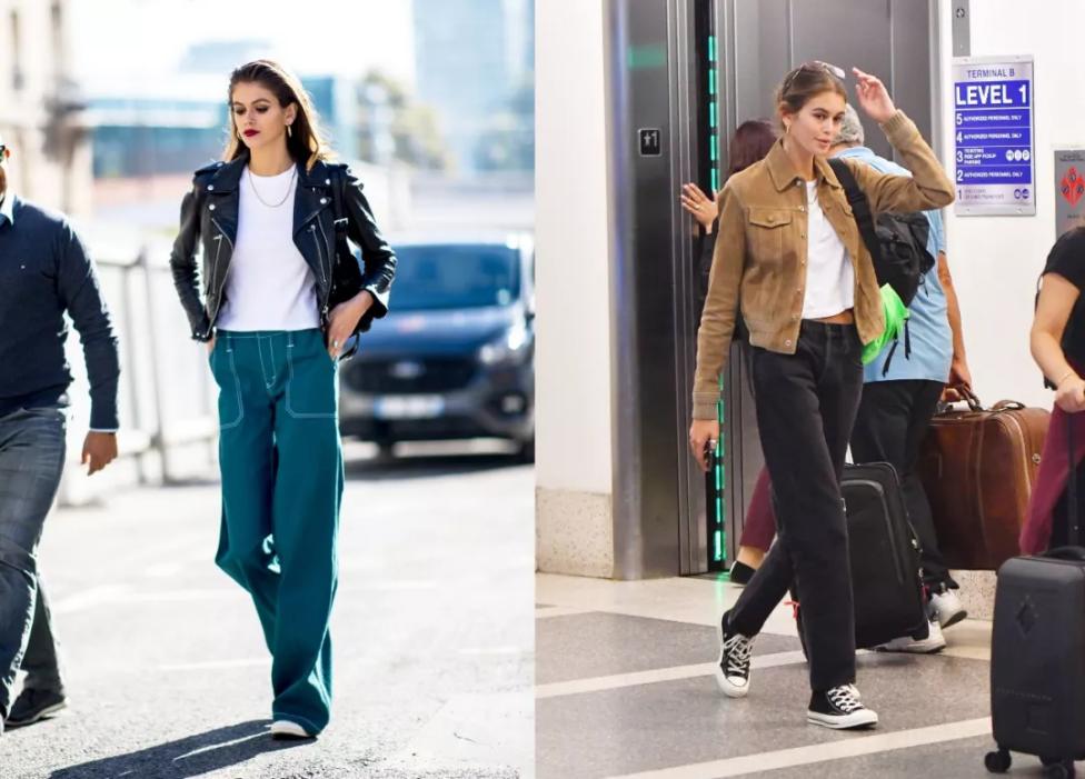 夏季高腰阔腿牛仔裤穿搭女,高腰牛仔裤女阔腿梨形身材