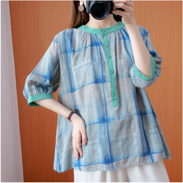 苎麻小衫穿出轻盈和活泼,文艺复古苎麻衫