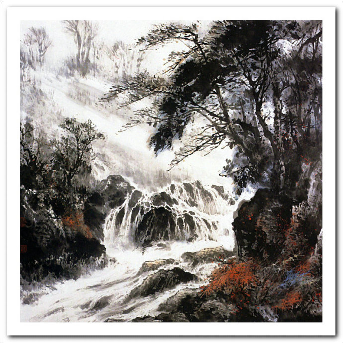 溪山山水画作品,郭金标高清山水画