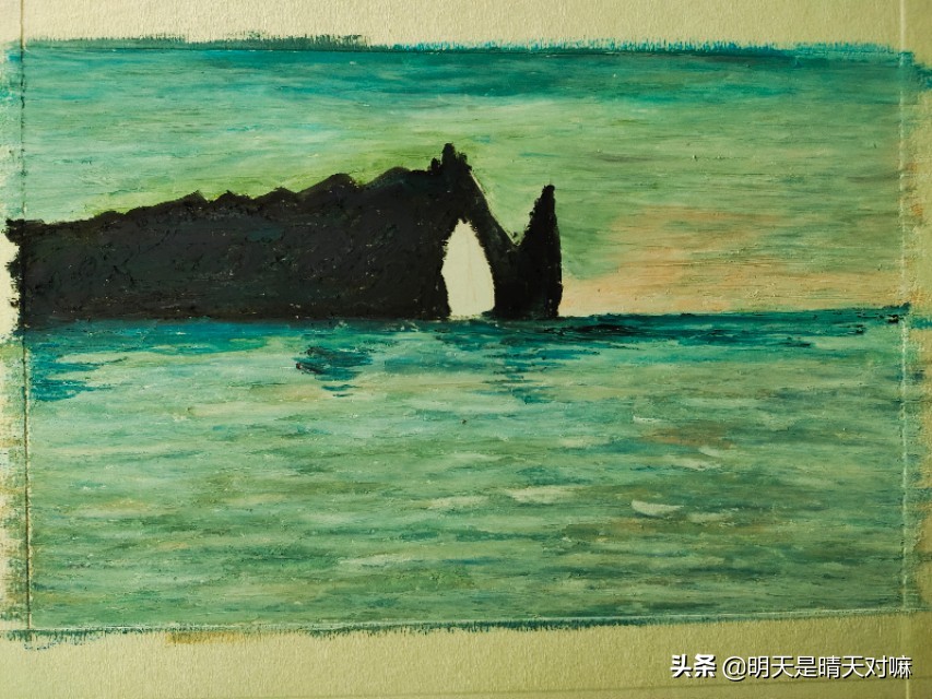 油画棒临摹大师作品,象鼻山油画棒