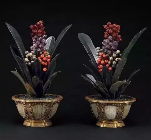 故宫里的玉石盆景,故宫景泰蓝盆景欣赏