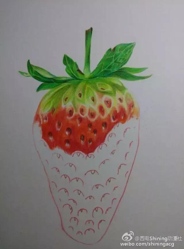 彩铅写实教学草莓,草莓蛋糕用彩铅怎么画