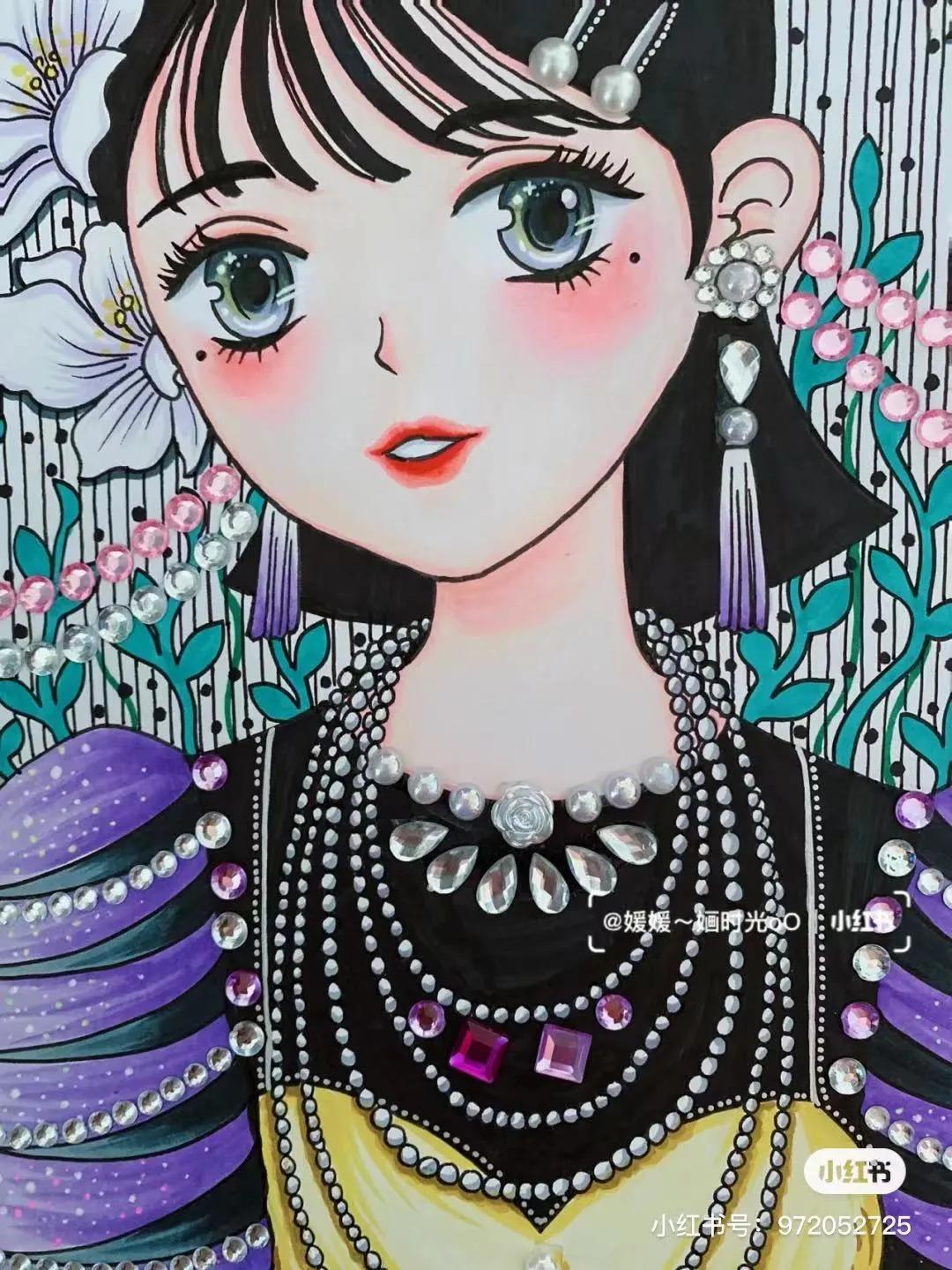 色彩缤纷的马克笔装饰画,60色的马克笔画简单的动漫画