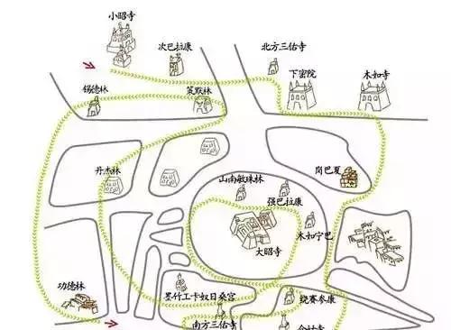 拉萨八廓街地图,八廓街和转经道