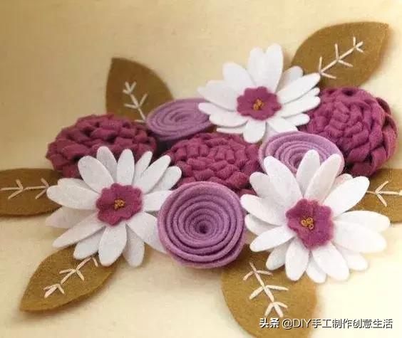 不织布手工花朵diy图册,制作不织布diy手工小花