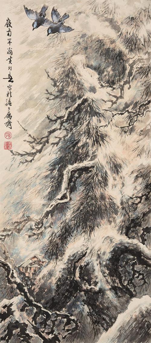 中国风山水画中的雪景,中国画雪景山水画