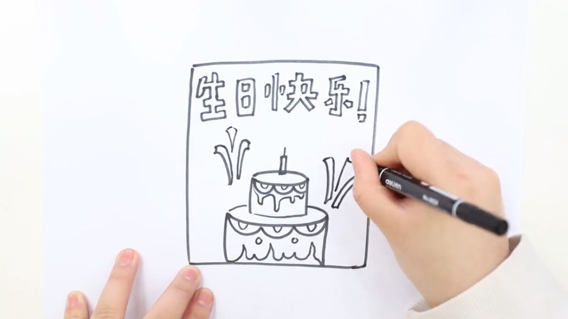 生日贺卡简笔画步骤图,生日贺卡怎么画简笔画