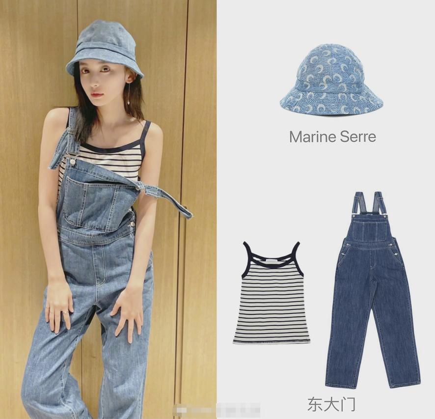 古力娜扎最新牛裤仔穿搭 (古力娜扎穿深v复古格子衫)