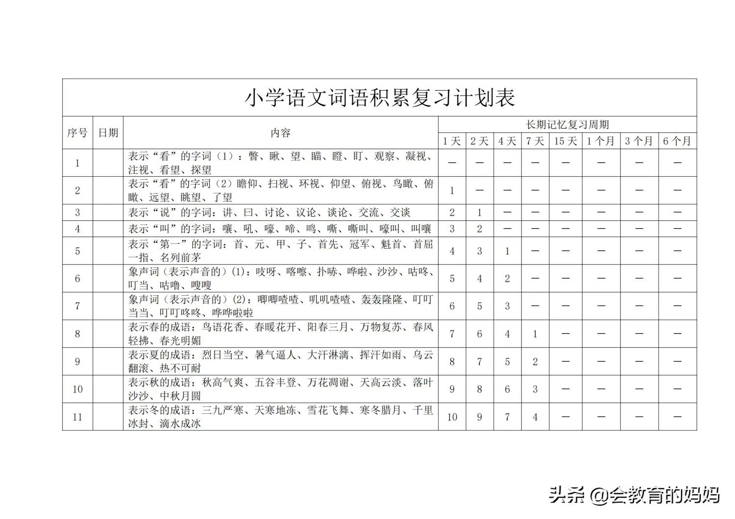 小学语文词语积累大全讲解,小学语文词语积累大全一览表