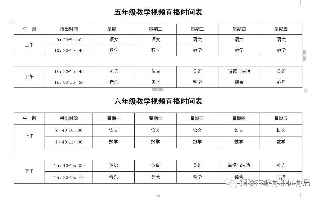 刚刚!铜陵市线上教育教学工作方案公布!含视频直播时间表