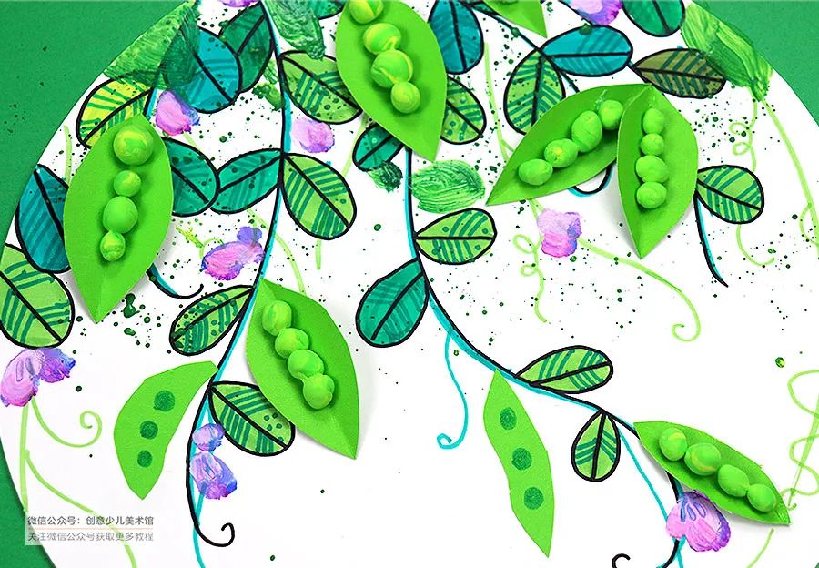 豌豆荚手工画,美术作品豌豆荚创意画小班