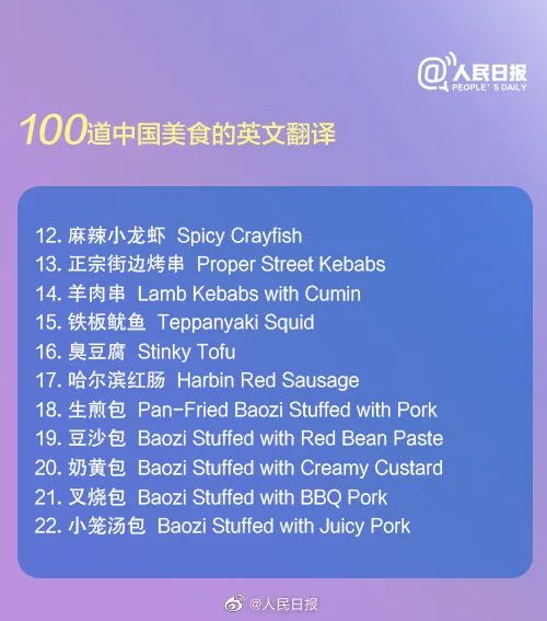 100道中国美食的英语翻译太实用了,国内十大美食干货