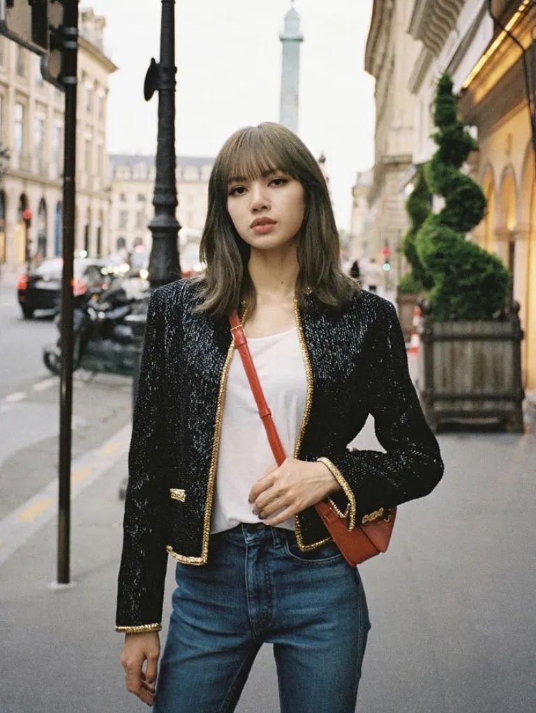 jennie甜酷风穿搭,jennie新造型lisa同款穿搭