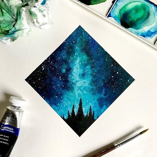 水彩创意星空插画，用画笔描绘出美轮美奂的天空！