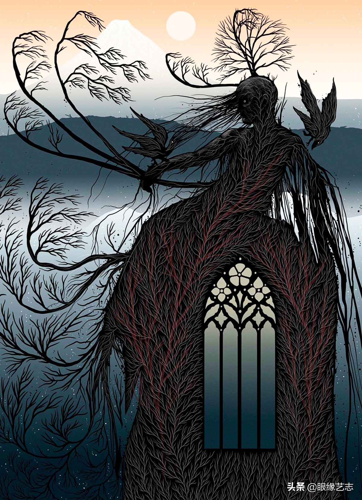 二维宇宙的浓情挣扎：另类的音乐封面插画，穿行暗夜的吟游诗人