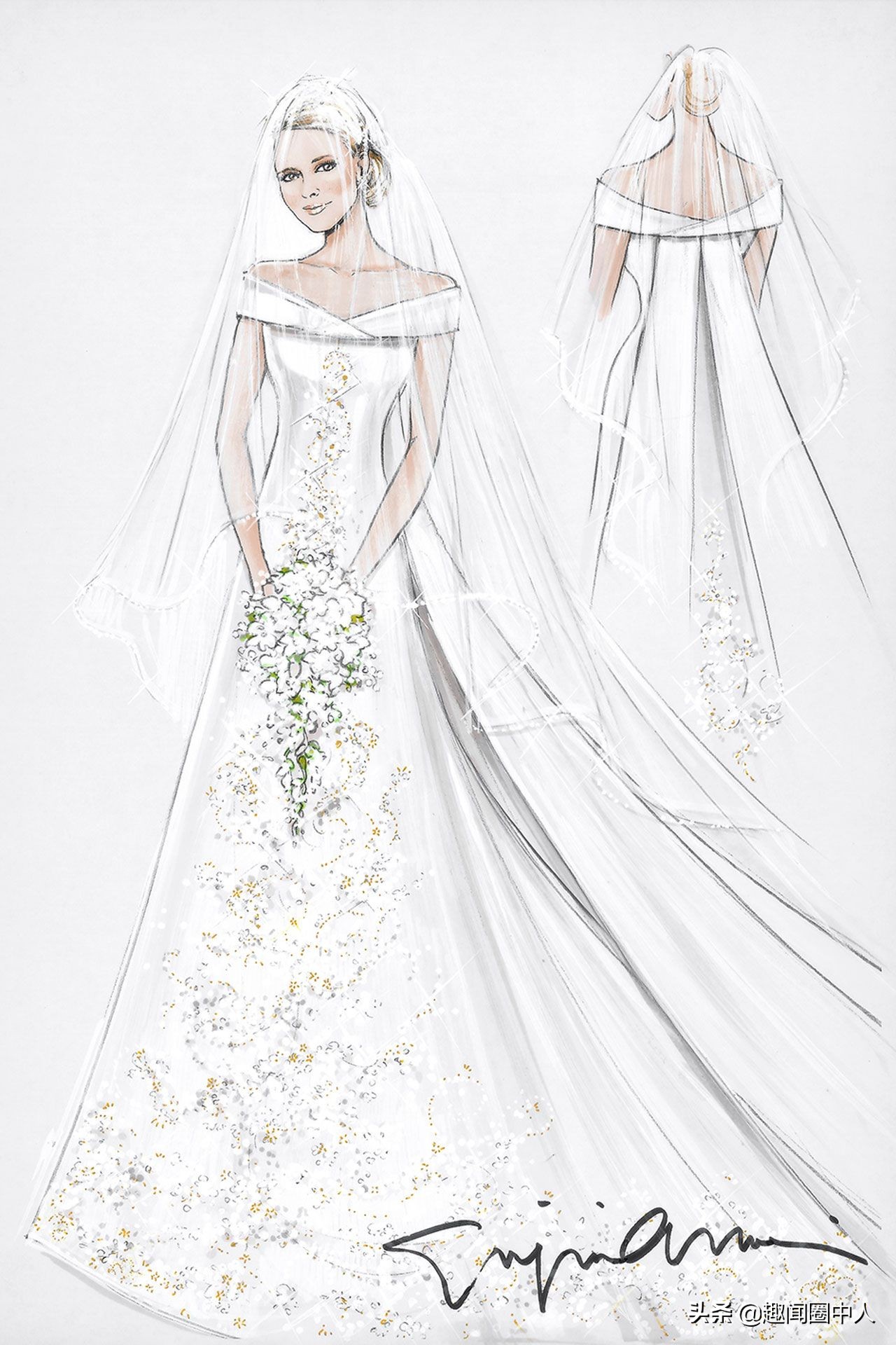 各种款式的婚纱手稿图,人鱼婚纱设计手稿