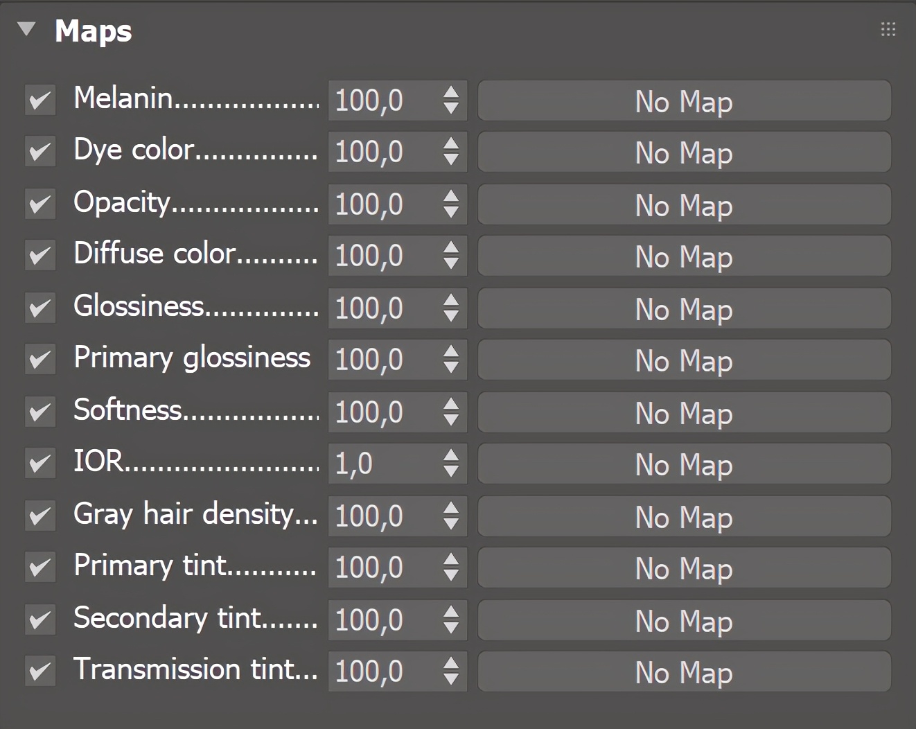 VRay新毛发材质VRayHairNextMtl