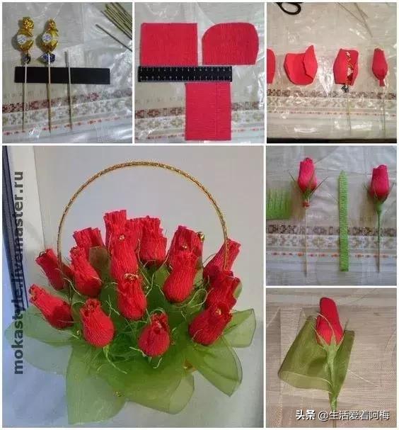 皱纹纸花作品玫瑰花,用皱纹纸做玫瑰花的纸花教程