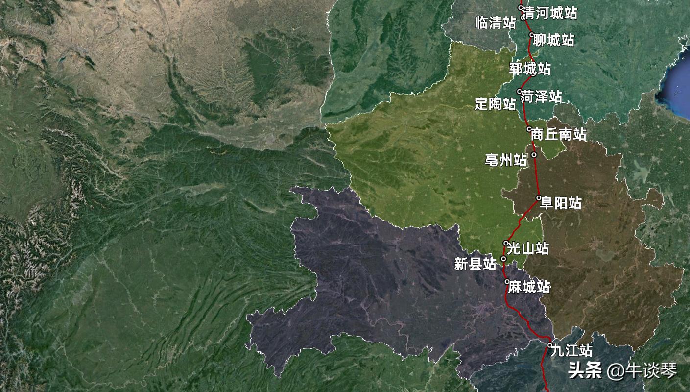 K732次列车线路图，广州东开往大同，线路全程2847公里