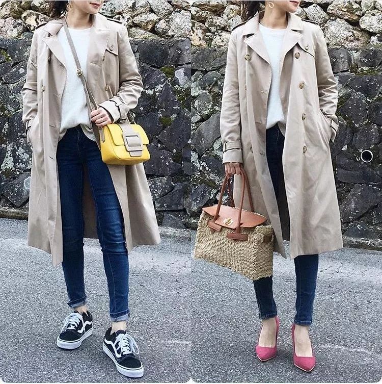 韩版风衣怎么穿最好看,这个春天的美丽穿搭