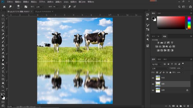 水面倒影ps羽化,ps更换天空加水面倒影