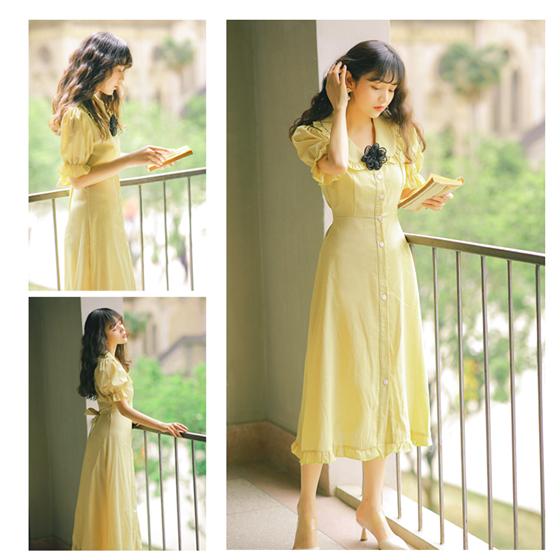 法式轻奢小众桔梗裙,法式复古风桔梗裙