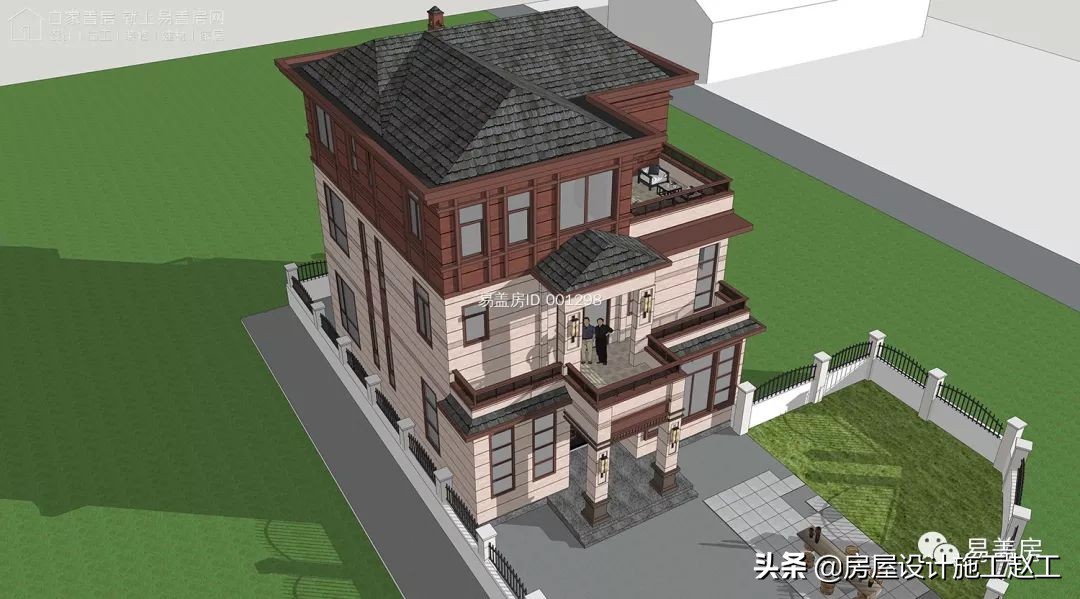 农村自建二层法式风格别墅,两层田园风格别墅自建房