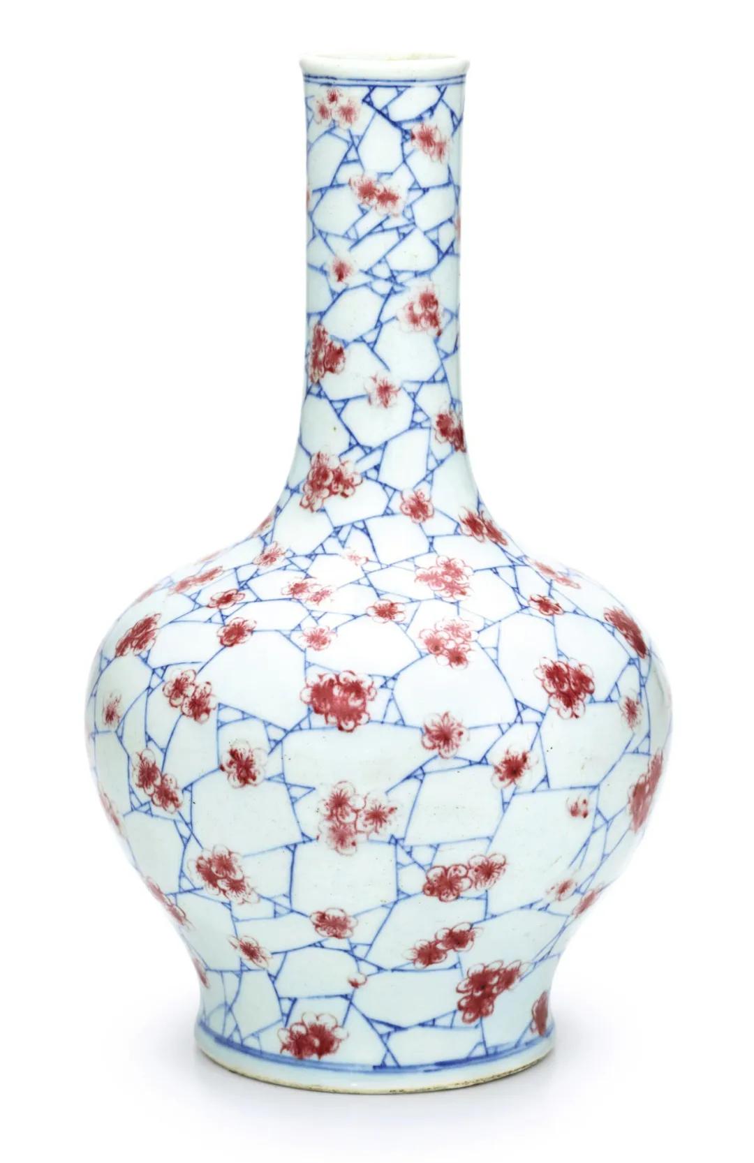 中国人喜欢的瓷器,康熙款青花加彩冰梅纹罐