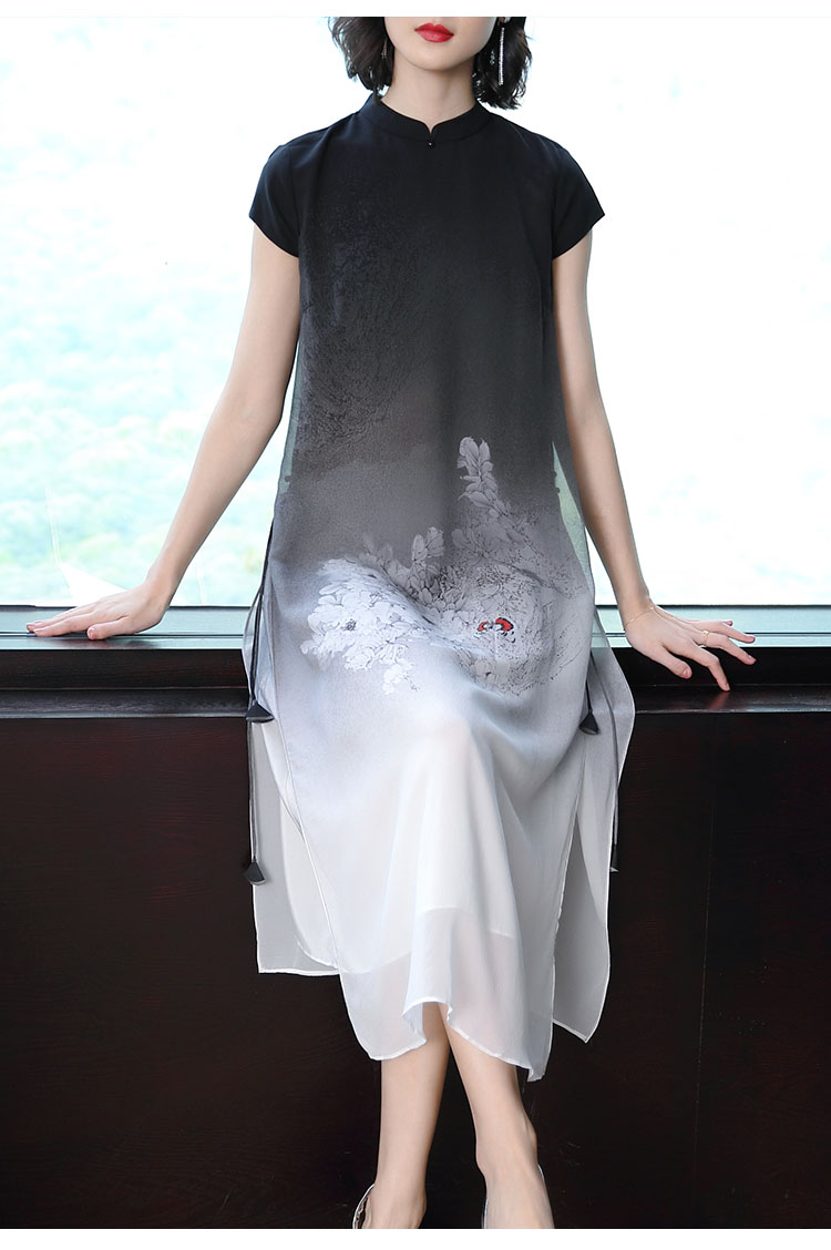 真丝香云纱旗袍,真丝香云纱高端旗袍