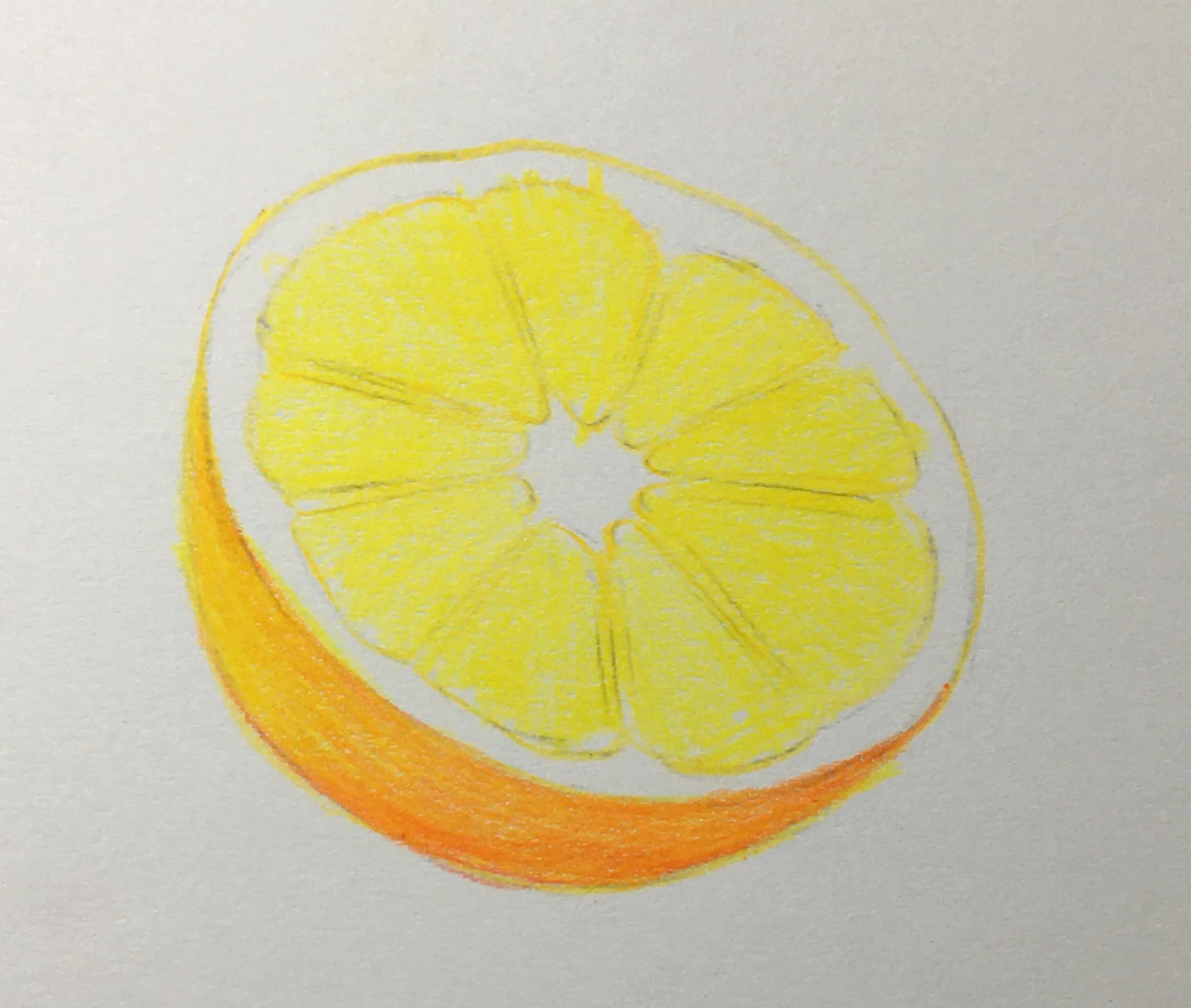 画橙子彩铅,用彩铅画橙子