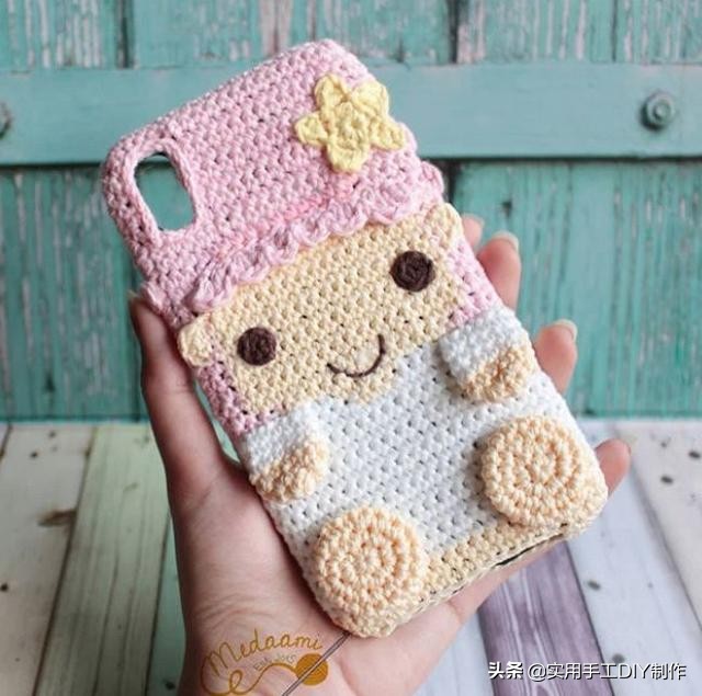 针织手机壳教程全部,萌萌的手机套编织