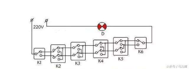 住房照明安装接线图，一灯双控，一灯多控的布线链接图