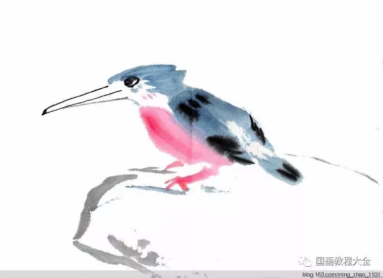 工笔画花鸟入门教程步骤图,国画教学工笔花鸟燕子的重彩画法