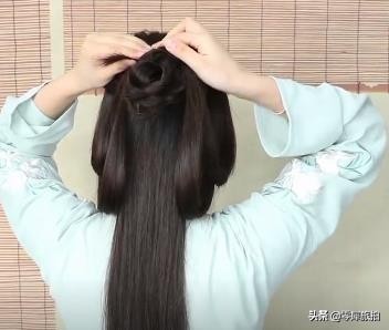 明制汉服无发包编发,适合汉服的半披肩发的编发教程