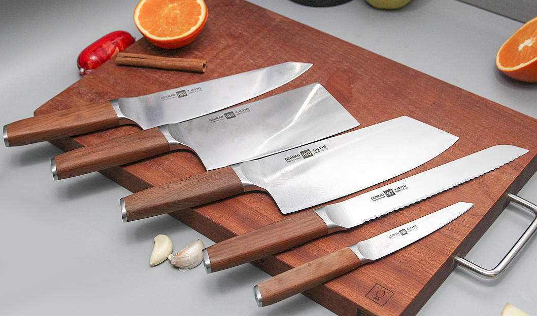 德国钼钒钢家用七件套切菜刀,德国高颜值不锈钢刀具