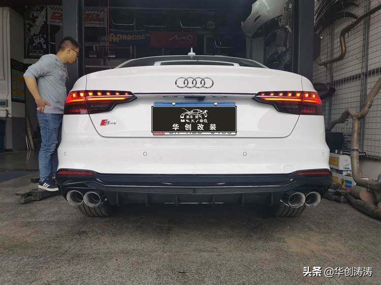 奥迪a4l国6改中尾段排气炸街,奥迪a4l改前中尾段排气