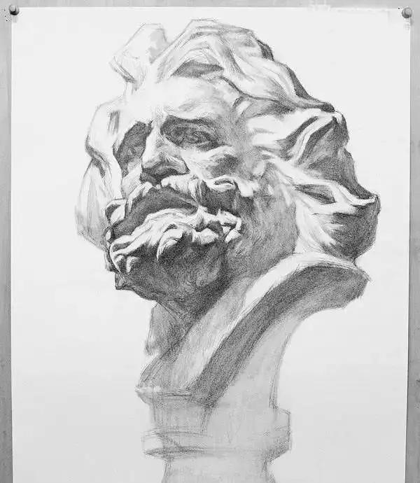 海盗侧面素描石膏头像步骤,素描石膏几何体组合