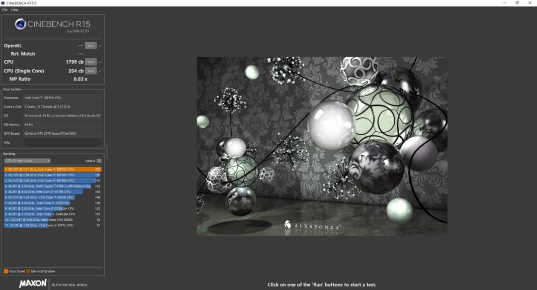 火影t6a测评13代i7,i7-10875h加rtx2070跑分