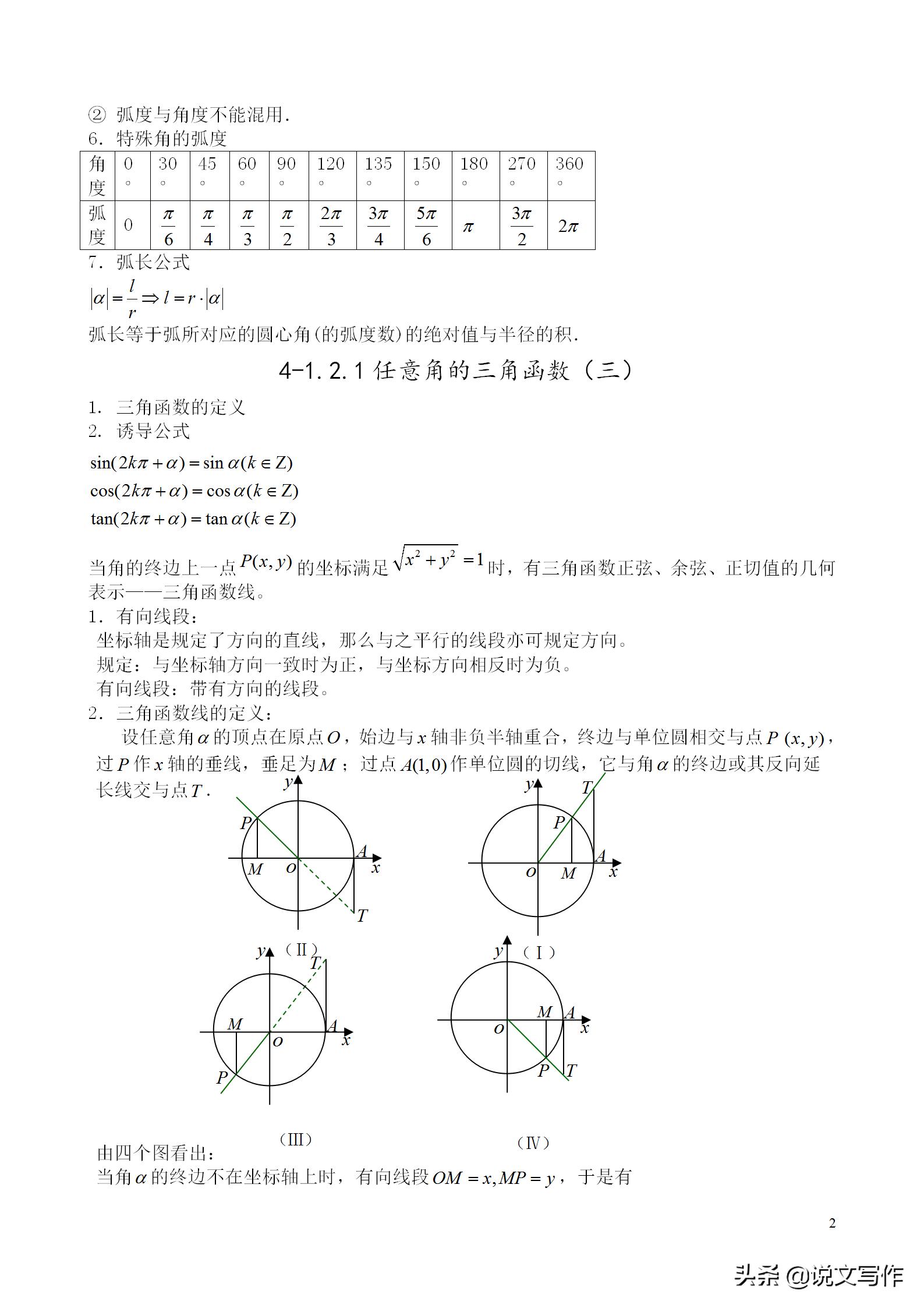 高中数学必修四知识点思维导图,高中数学必修四任意角和弧度制