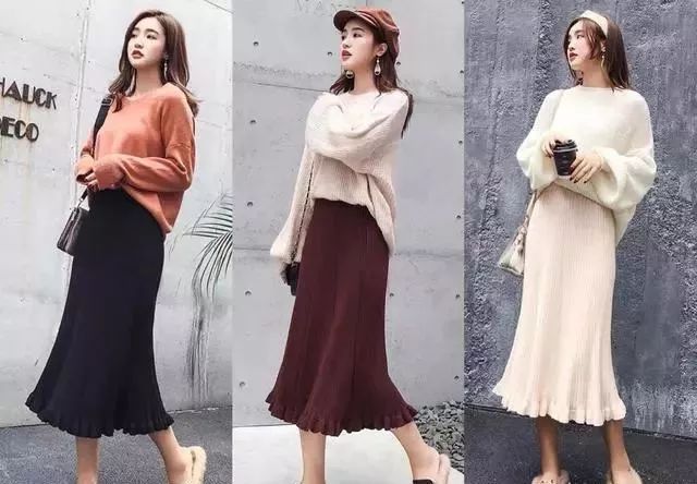 针织开衫搭配半身裙秋冬,秋冬针织半身裙怎么搭