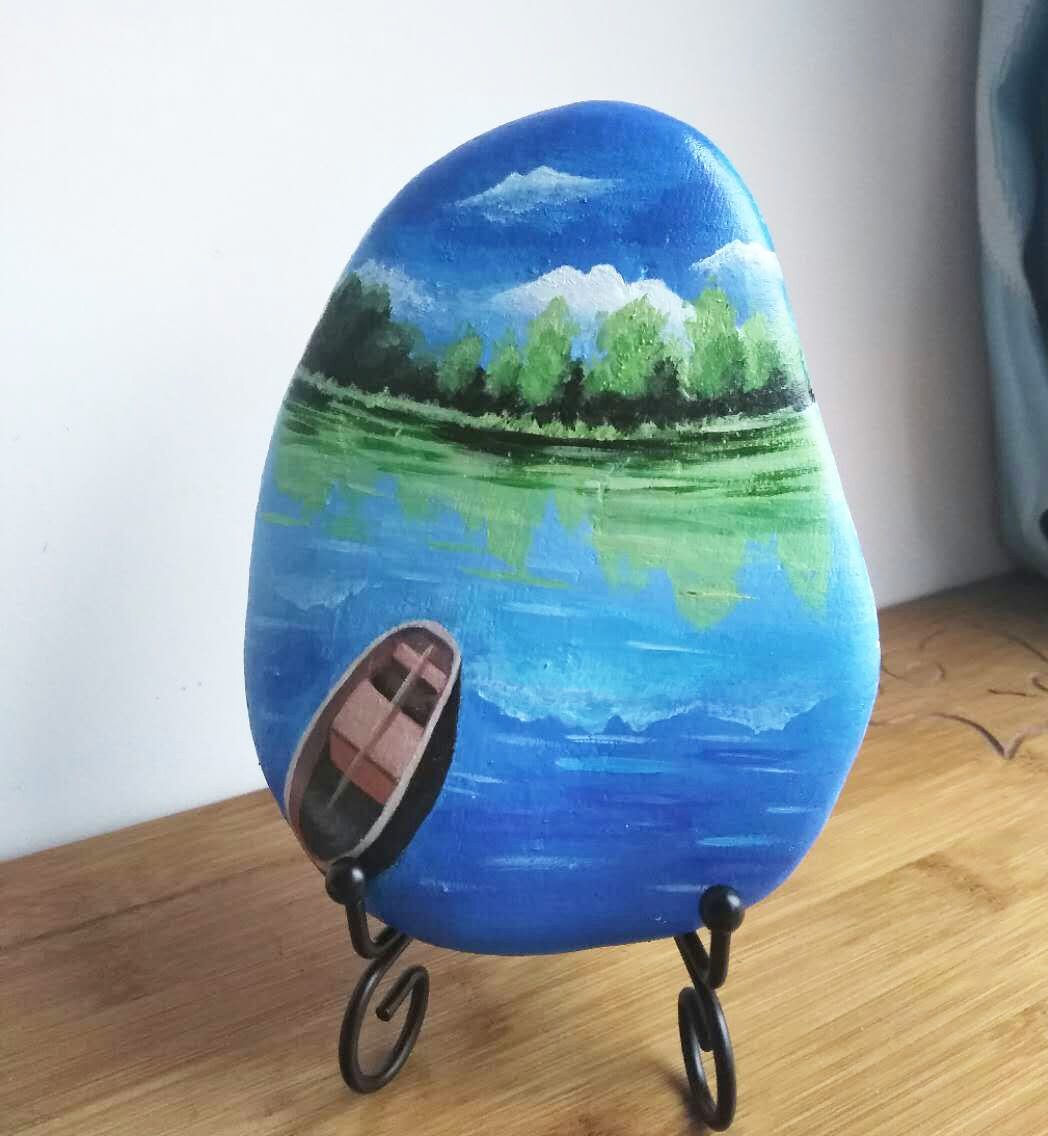 用丙烯画笔画在石头上怎么画,丙烯石头画图片简单初学者图文