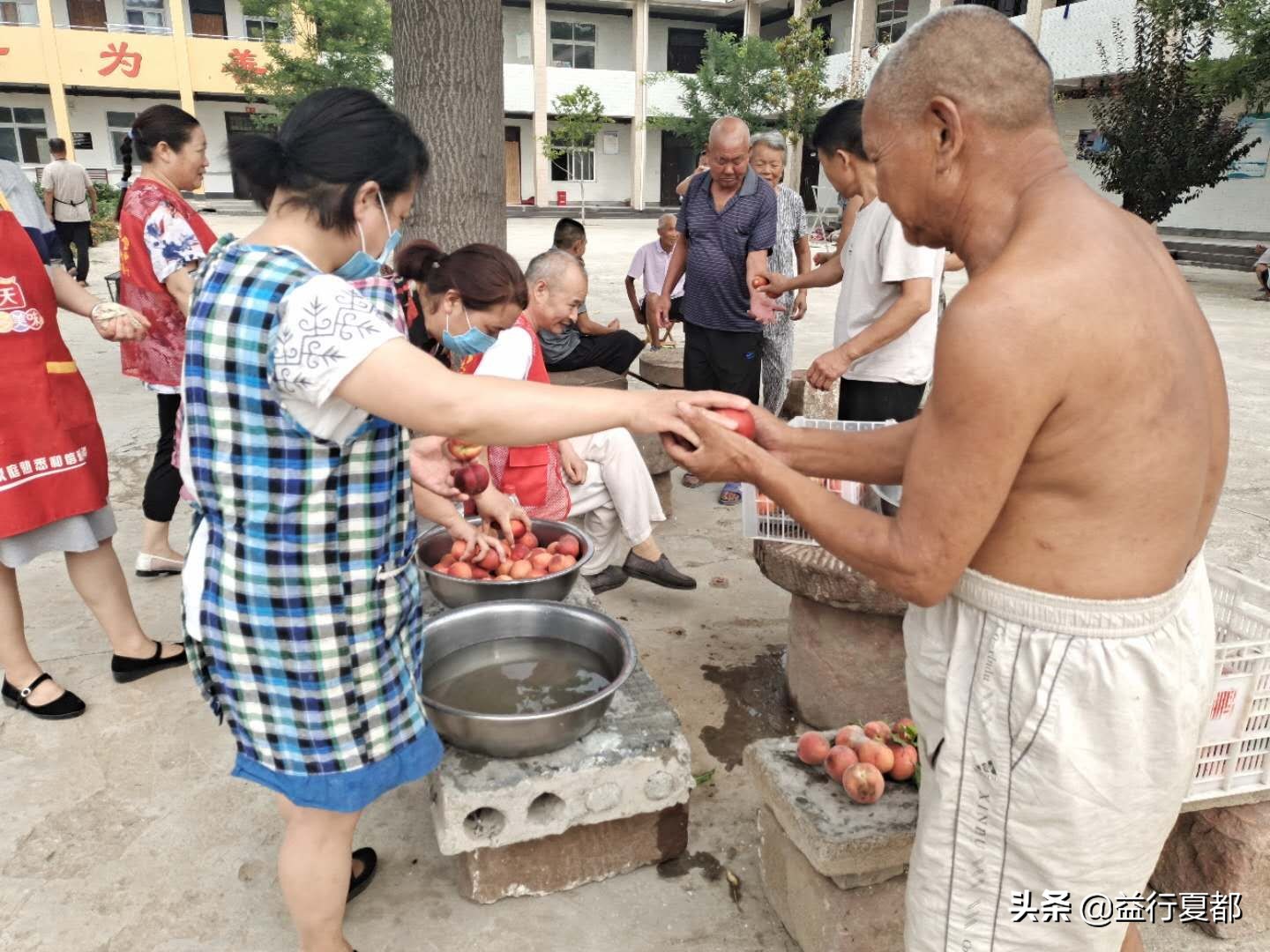 鲜桃送老人大禹公益联盟联合果乐坊看望禹州三个敬老院老人